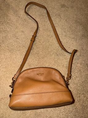 Coach Pebbled Leather Crossbody Bag in Saddle Brown
